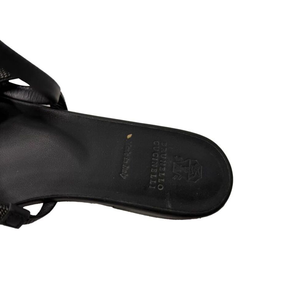 Brunello Cucinelli Embellished Cutout Slingback Ballet Flats in Black Leather - Picture 5 of 11